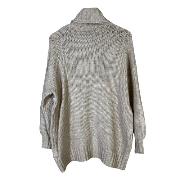 Aerie Oversized Sweater Womens M Cream Cable Knit Slouchy Cozy Boho Soft Girl - Picture 4 of 8